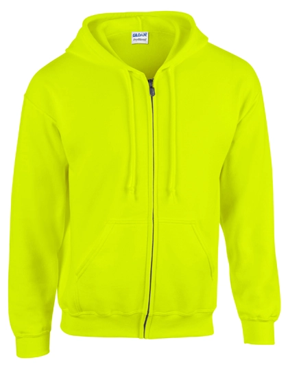 Heavy Blend™ Full Zip Hooded Sweatshirt zum Besticken und Bedrucken in der Farbe Safety Green mit Ihren Logo, Schriftzug oder Motiv.