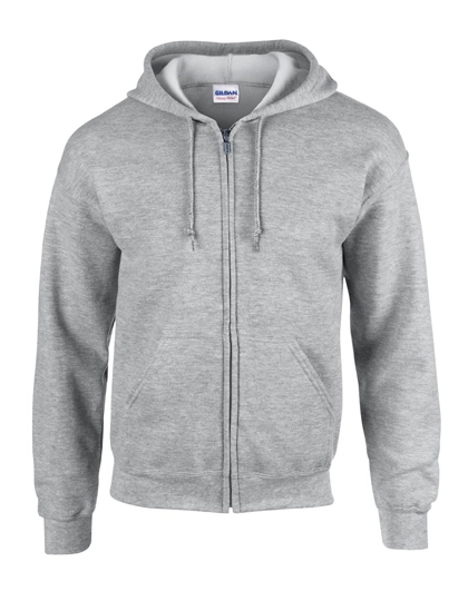 Heavy Blend™ Full Zip Hooded Sweatshirt zum Besticken und Bedrucken in der Farbe Sport Grey (Heather) mit Ihren Logo, Schriftzug oder Motiv.