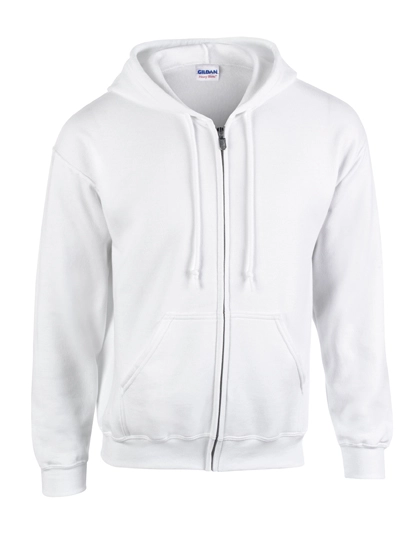 Heavy Blend™ Full Zip Hooded Sweatshirt zum Besticken und Bedrucken in der Farbe White mit Ihren Logo, Schriftzug oder Motiv.