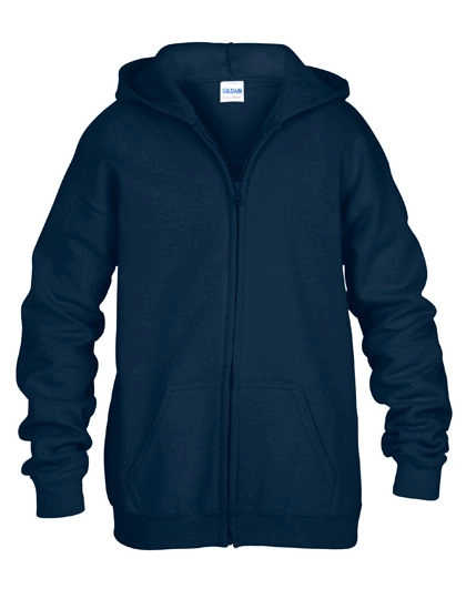 Heavy Blend™ Youth Full Zip Hooded Sweatshirt zum Besticken und Bedrucken in der Farbe Navy mit Ihren Logo, Schriftzug oder Motiv.