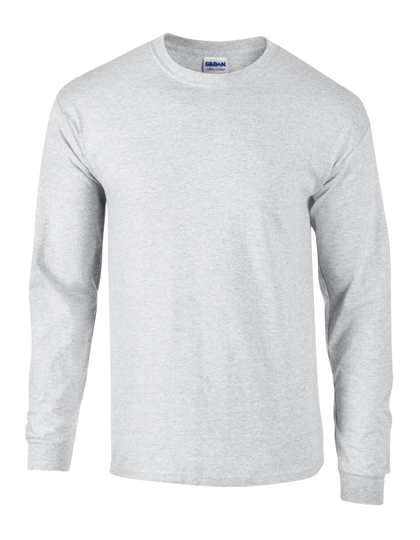 Ultra Cotton™ Long Sleeve T-Shirt zum Besticken und Bedrucken in der Farbe Ash Grey (Heather) mit Ihren Logo, Schriftzug oder Motiv.