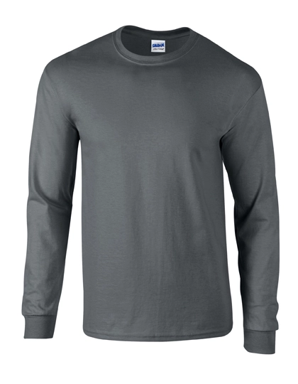 Ultra Cotton™ Long Sleeve T-Shirt zum Besticken und Bedrucken in der Farbe Charcoal (Solid) mit Ihren Logo, Schriftzug oder Motiv.