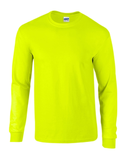 Ultra Cotton™ Long Sleeve T-Shirt zum Besticken und Bedrucken in der Farbe Safety Green mit Ihren Logo, Schriftzug oder Motiv.