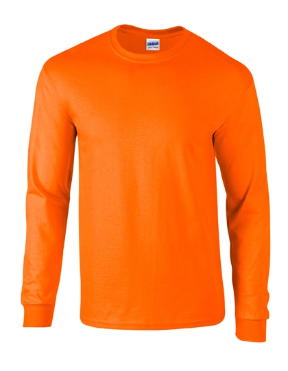 Ultra Cotton™ Long Sleeve T-Shirt zum Besticken und Bedrucken in der Farbe Safety Orange mit Ihren Logo, Schriftzug oder Motiv.