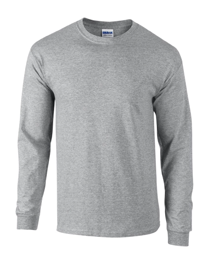 Ultra Cotton™ Long Sleeve T-Shirt zum Besticken und Bedrucken in der Farbe Sport Grey (Heather) mit Ihren Logo, Schriftzug oder Motiv.