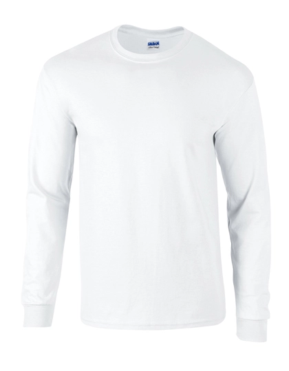 Ultra Cotton™ Long Sleeve T-Shirt zum Besticken und Bedrucken in der Farbe White mit Ihren Logo, Schriftzug oder Motiv.