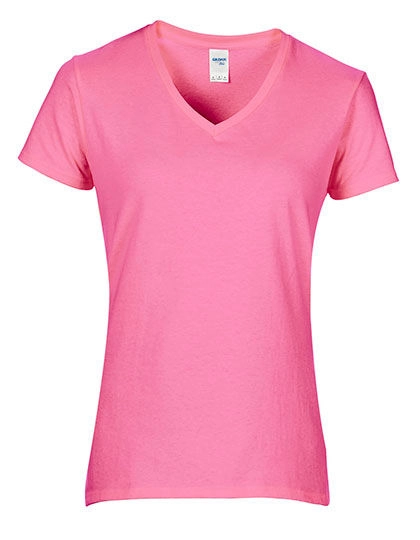 Ladies´ Premium Cotton® V-Neck T-Shirt zum Besticken und Bedrucken in der Farbe Azalea mit Ihren Logo, Schriftzug oder Motiv.