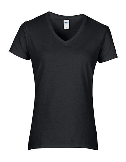 Ladies´ Premium Cotton® V-Neck T-Shirt zum Besticken und Bedrucken in der Farbe Black mit Ihren Logo, Schriftzug oder Motiv.