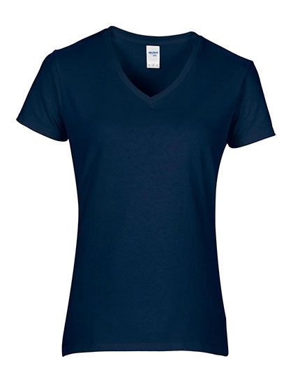 Ladies´ Premium Cotton® V-Neck T-Shirt zum Besticken und Bedrucken in der Farbe Navy mit Ihren Logo, Schriftzug oder Motiv.