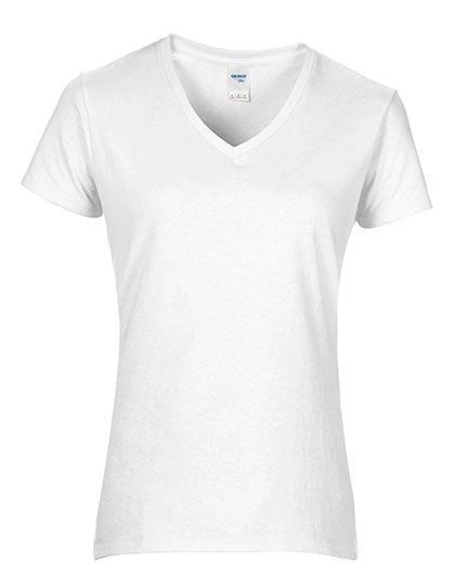 Ladies´ Premium Cotton® V-Neck T-Shirt zum Besticken und Bedrucken in der Farbe White mit Ihren Logo, Schriftzug oder Motiv.