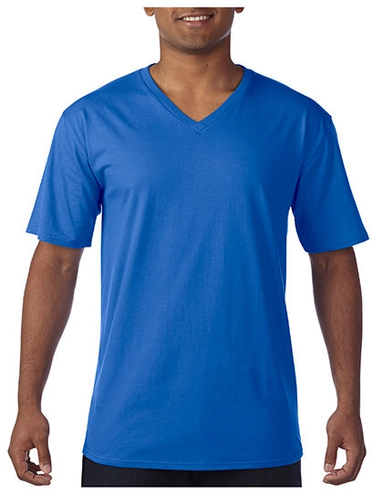 Premium Cotton® V-Neck T-Shirt zum Besticken und Bedrucken in der Farbe Royal mit Ihren Logo, Schriftzug oder Motiv.