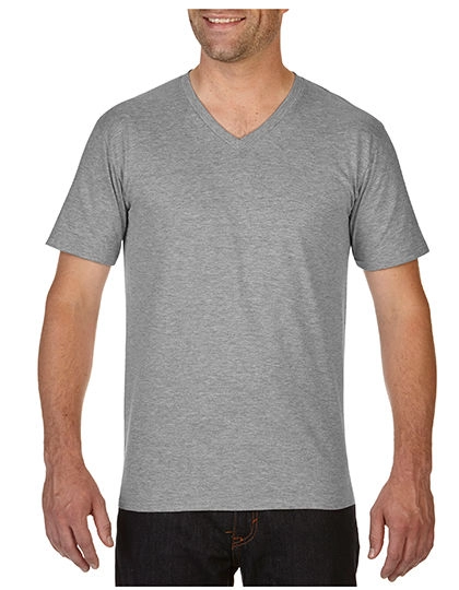 Premium Cotton® V-Neck T-Shirt zum Besticken und Bedrucken in der Farbe Sport Grey (Heather) mit Ihren Logo, Schriftzug oder Motiv.