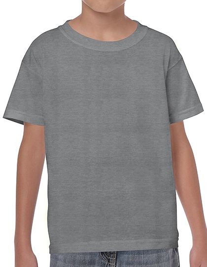 Heavy Cotton™ Youth T-Shirt zum Besticken und Bedrucken in der Farbe Graphite Heather mit Ihren Logo, Schriftzug oder Motiv.