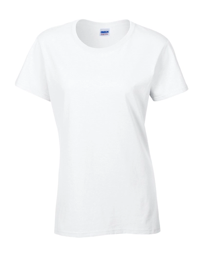 Ladies´ Heavy Cotton™ T-Shirt zum Besticken und Bedrucken in der Farbe White mit Ihren Logo, Schriftzug oder Motiv.