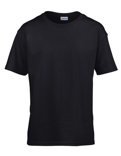 Softstyle® Youth T-Shirt zum Besticken und Bedrucken in der Farbe Black mit Ihren Logo, Schriftzug oder Motiv.