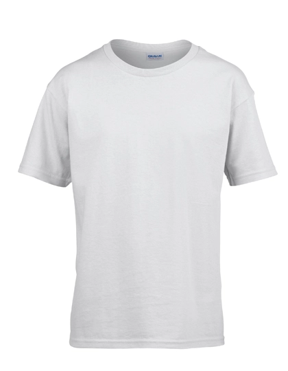 Softstyle® Youth T-Shirt zum Besticken und Bedrucken in der Farbe White mit Ihren Logo, Schriftzug oder Motiv.