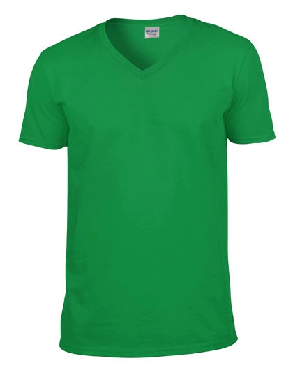 Softstyle® V-Neck T-Shirt zum Besticken und Bedrucken in der Farbe Irish Green mit Ihren Logo, Schriftzug oder Motiv.