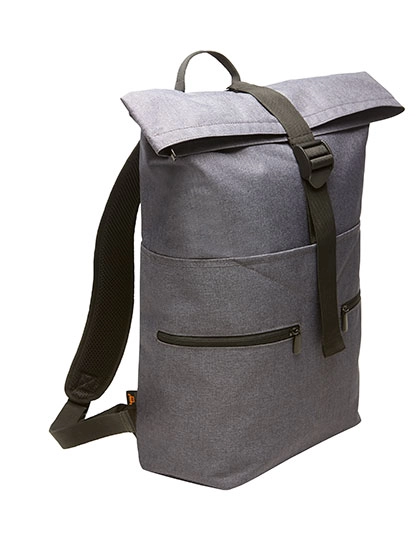 Notebook-Backpack Fashion zum Besticken und Bedrucken in der Farbe Blue-Grey Melange mit Ihren Logo, Schriftzug oder Motiv.