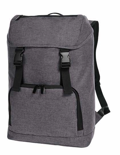 Backpack Fashion zum Besticken und Bedrucken in der Farbe Blue-Grey Melange mit Ihren Logo, Schriftzug oder Motiv.