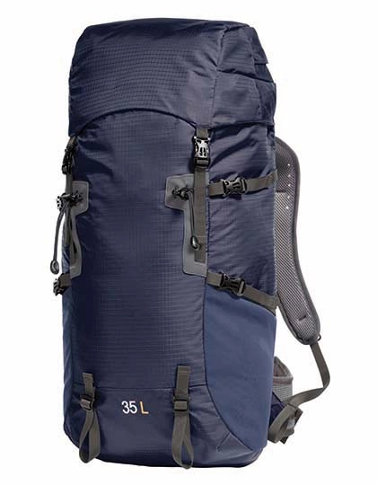 Trekking Backpack Mountain zum Besticken und Bedrucken in der Farbe Navy mit Ihren Logo, Schriftzug oder Motiv.