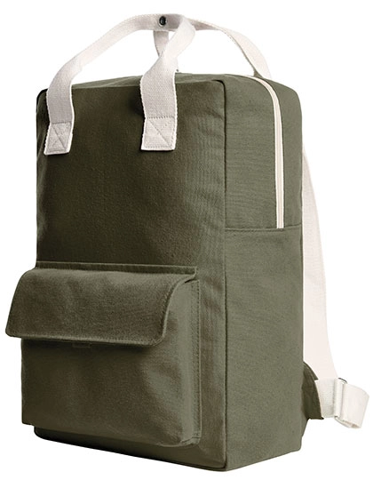 Backpack Like zum Besticken und Bedrucken in der Farbe Oliv mit Ihren Logo, Schriftzug oder Motiv.