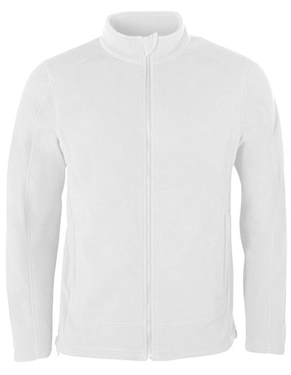 Men´s Full- Zip Fleece Jacket zum Besticken und Bedrucken in der Farbe White mit Ihren Logo, Schriftzug oder Motiv.