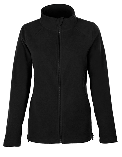 Women´s Full- Zip Fleece Jacket zum Besticken und Bedrucken in der Farbe Black mit Ihren Logo, Schriftzug oder Motiv.