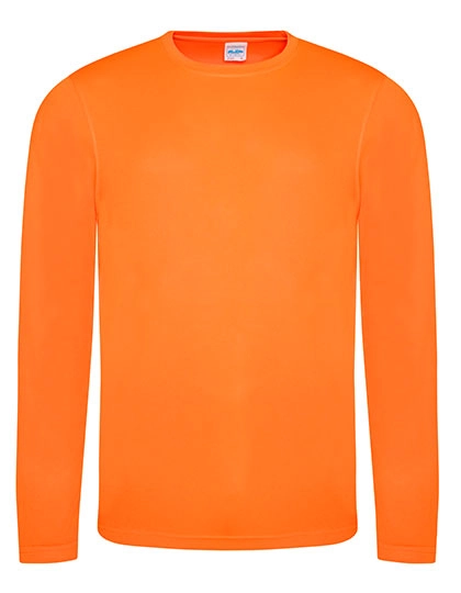 Long Sleeve Cool T zum Besticken und Bedrucken in der Farbe Electric Orange mit Ihren Logo, Schriftzug oder Motiv.