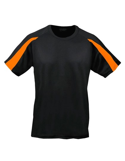 Contrast Cool T zum Besticken und Bedrucken in der Farbe Jet Black-Electric Orange mit Ihren Logo, Schriftzug oder Motiv.