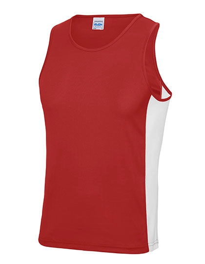 Men´s Cool Contrast Vest zum Besticken und Bedrucken in der Farbe Fire Red-Arctic White mit Ihren Logo, Schriftzug oder Motiv.