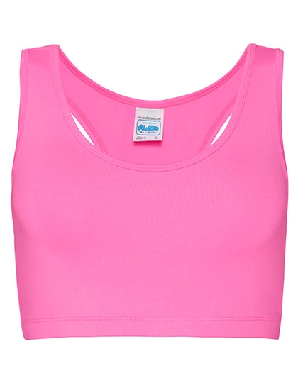 Women´s Cool Sports Crop Top zum Besticken und Bedrucken in der Farbe Electric Pink mit Ihren Logo, Schriftzug oder Motiv.