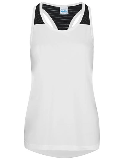 Women´s Cool Smooth Workout Vest zum Besticken und Bedrucken in der Farbe Arctic White-Jet Black mit Ihren Logo, Schriftzug oder Motiv.