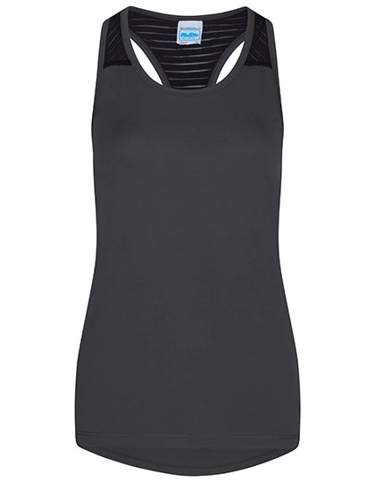 Women´s Cool Smooth Workout Vest zum Besticken und Bedrucken in der Farbe Charcoal (Solid)-Jet Black mit Ihren Logo, Schriftzug oder Motiv.