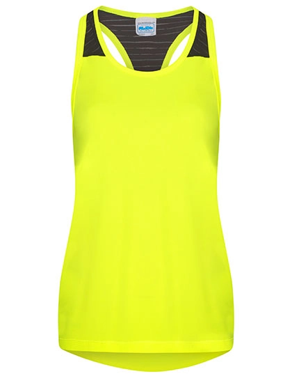 Women´s Cool Smooth Workout Vest zum Besticken und Bedrucken in der Farbe Electric Yellow-Jet Black mit Ihren Logo, Schriftzug oder Motiv.