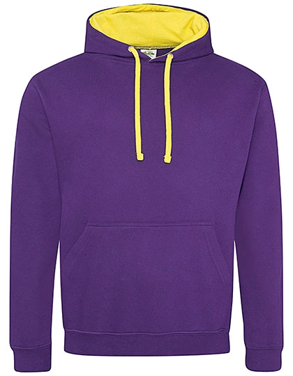 Varsity Hoodie zum Besticken und Bedrucken in der Farbe Purple-Sun Yellow mit Ihren Logo, Schriftzug oder Motiv.