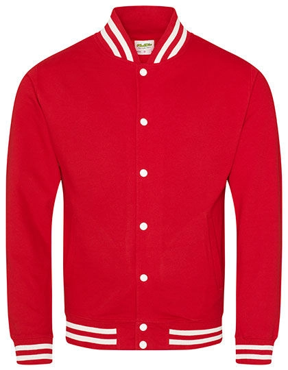 College Jacket zum Besticken und Bedrucken in der Farbe Fire Red mit Ihren Logo, Schriftzug oder Motiv.
