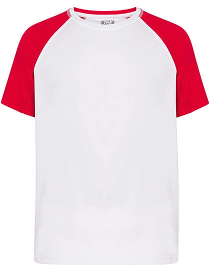 Men´s Sport T-Shirt Contrast zum Besticken und Bedrucken in der Farbe White-Red mit Ihren Logo, Schriftzug oder Motiv.