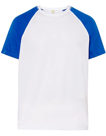 Men´s Sport T-Shirt Contrast zum Besticken und Bedrucken in der Farbe White-Royal Blue mit Ihren Logo, Schriftzug oder Motiv.