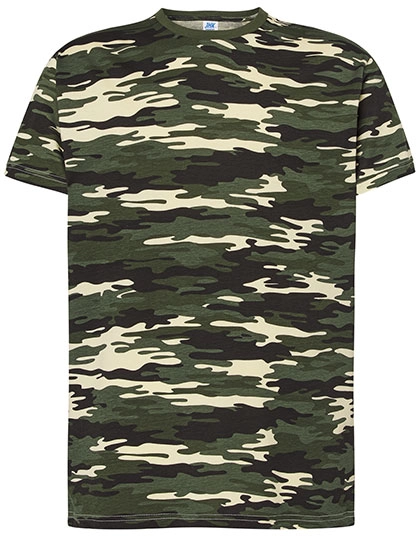 Regular T-Shirt zum Besticken und Bedrucken in der Farbe Camouflage mit Ihren Logo, Schriftzug oder Motiv.