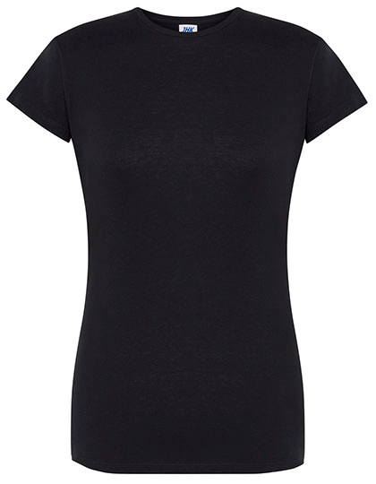 Ladies´ Regular Comfort T-Shirt zum Besticken und Bedrucken in der Farbe Black mit Ihren Logo, Schriftzug oder Motiv.