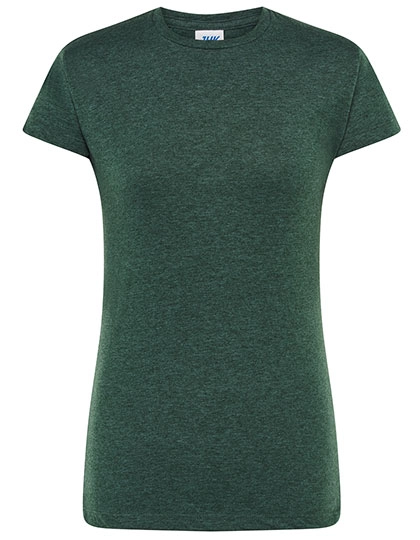 Ladies´ Regular Comfort T-Shirt zum Besticken und Bedrucken in der Farbe Bottle Green Heather mit Ihren Logo, Schriftzug oder Motiv.