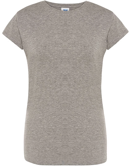 Ladies´ Regular Comfort T-Shirt zum Besticken und Bedrucken in der Farbe Grey Melange mit Ihren Logo, Schriftzug oder Motiv.