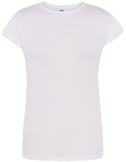 Ladies´ Regular Comfort T-Shirt zum Besticken und Bedrucken in der Farbe White mit Ihren Logo, Schriftzug oder Motiv.