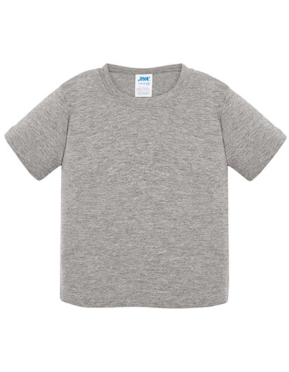 Baby T-Shirt zum Besticken und Bedrucken in der Farbe Grey Melange mit Ihren Logo, Schriftzug oder Motiv.