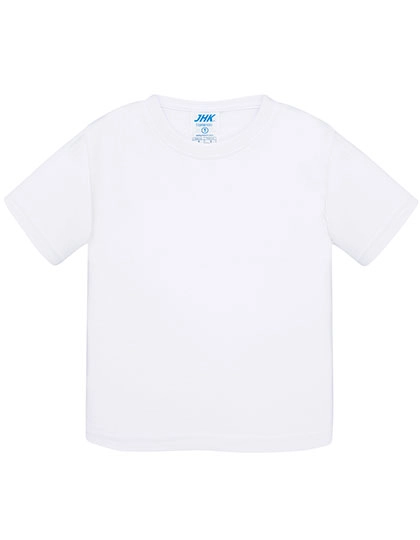 Baby T-Shirt zum Besticken und Bedrucken in der Farbe White mit Ihren Logo, Schriftzug oder Motiv.