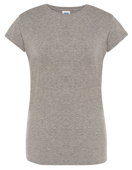 Ladies´ Regular Premium T-Shirt zum Besticken und Bedrucken in der Farbe Grey Melange mit Ihren Logo, Schriftzug oder Motiv.