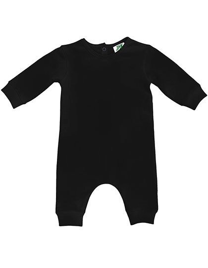 Baby Playsuit Long Sleeve zum Besticken und Bedrucken in der Farbe Black mit Ihren Logo, Schriftzug oder Motiv.