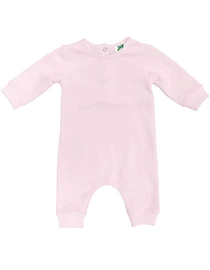 Baby Playsuit Long Sleeve zum Besticken und Bedrucken in der Farbe Pink mit Ihren Logo, Schriftzug oder Motiv.