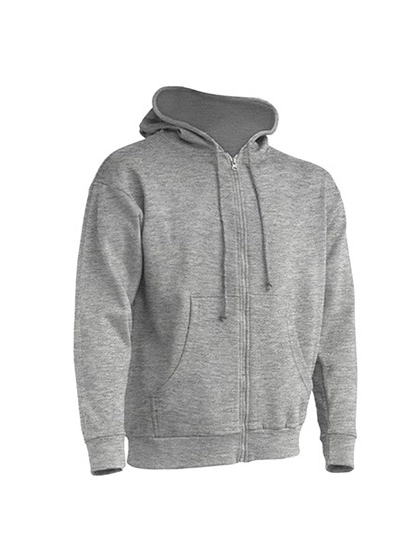 Zipped Hooded Sweater zum Besticken und Bedrucken in der Farbe Grey Melange mit Ihren Logo, Schriftzug oder Motiv.