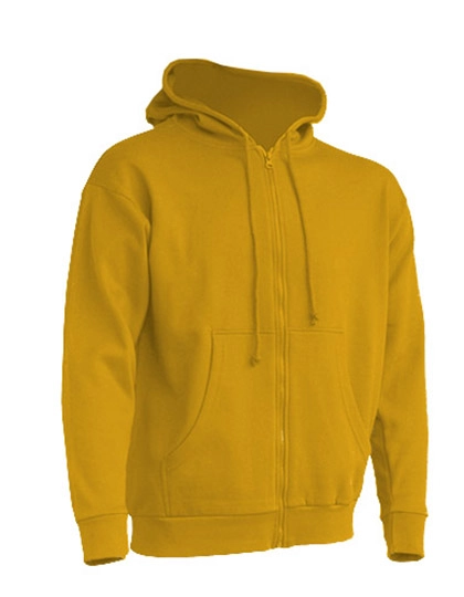 Zipped Hooded Sweater zum Besticken und Bedrucken in der Farbe Mustard mit Ihren Logo, Schriftzug oder Motiv.